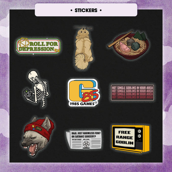 Premium Mystery Dice - 7 Polyhedral Dice, D&D Pin & Sticker 1985 Games