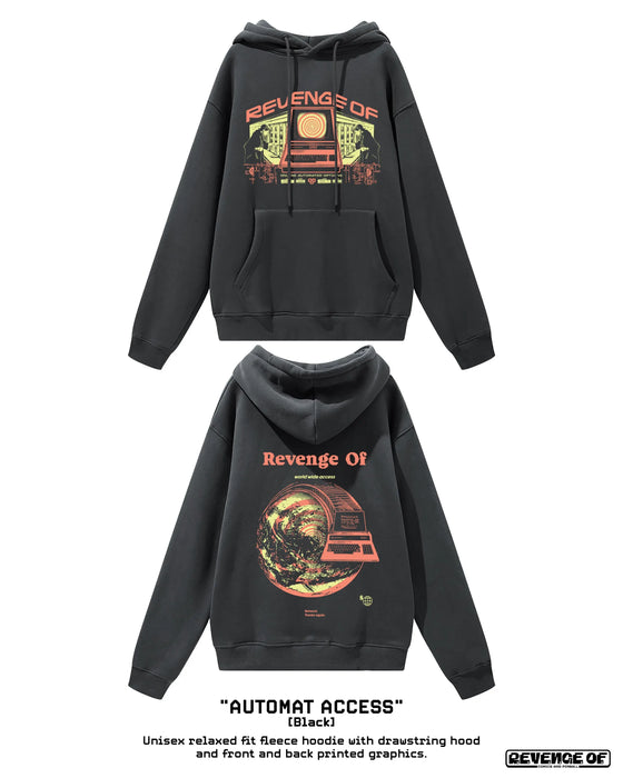 Automat Access [Black / Ash Purple] - Streetwear Unisex Fleece Hoodie Revenge Of