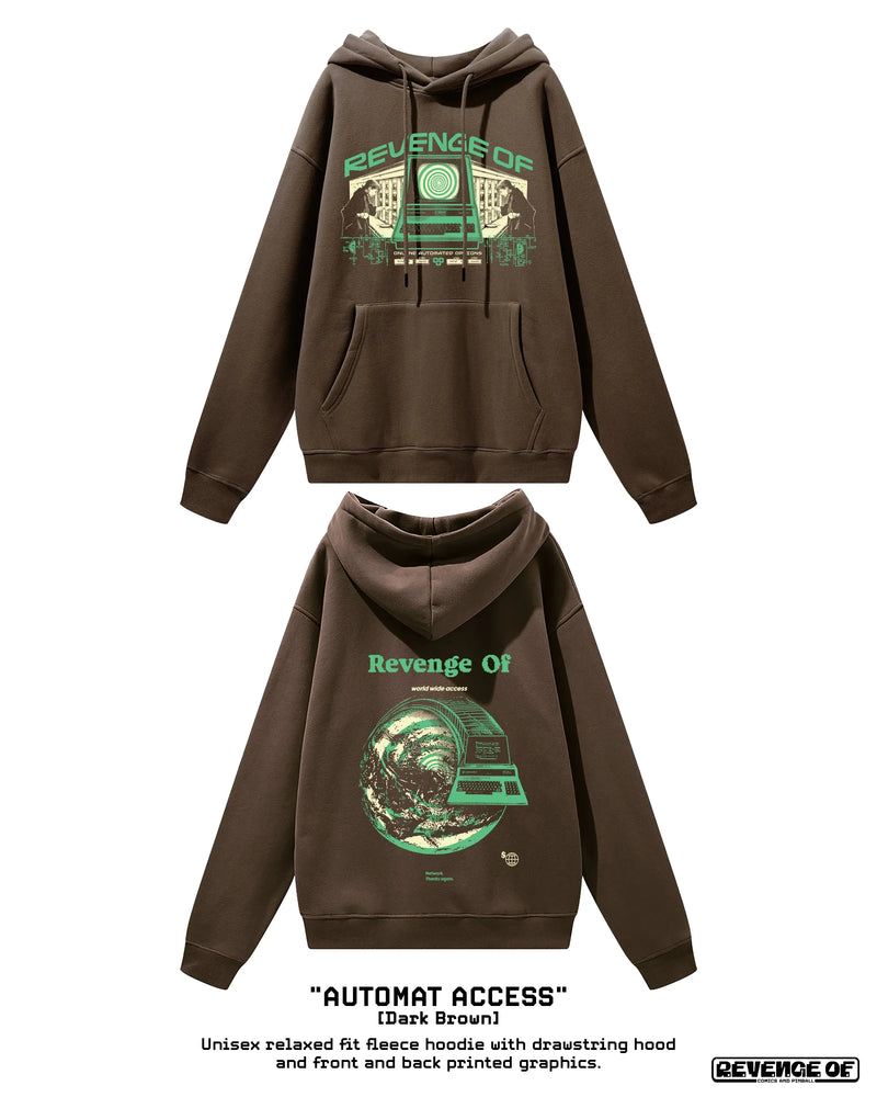 Automat Access [Dark Brown] - Streetwear Unisex Fleece Hoodie Revenge Of