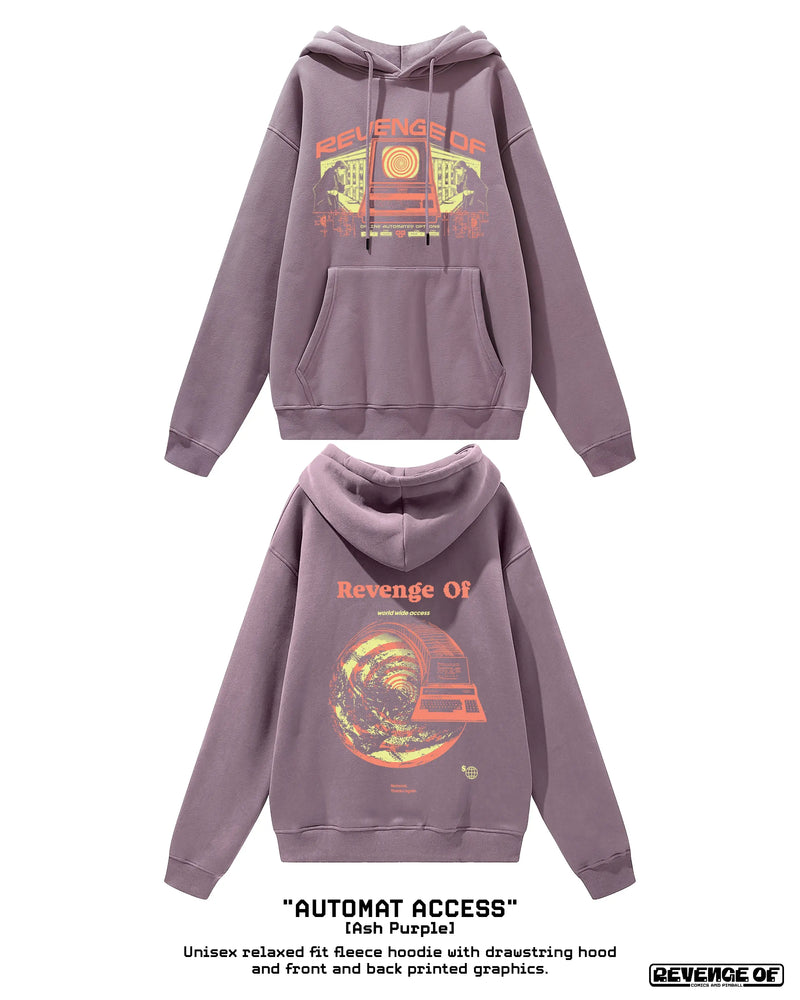 Automat Access [Black / Ash Purple] - Streetwear Unisex Fleece Hoodie Revenge Of