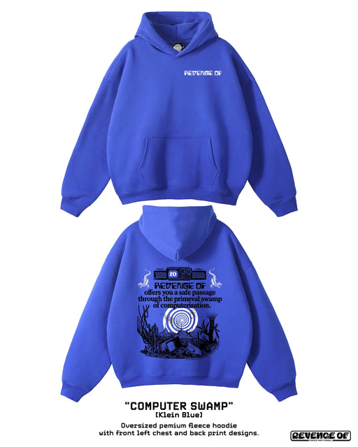 Computer Swamp [Klein Blue] - Oversize Fleeced Hoodie Revenge Of
