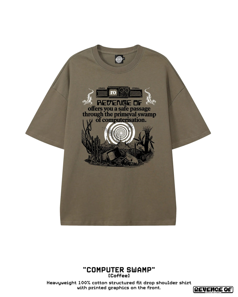 Computer Swamp [Coffee] - Essential Heavyweight Cotton T-Shirt Revenge Of