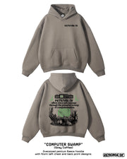 Computer Swamp [Gray Coffee] - Oversize Fleeced Hoodie Revenge Of