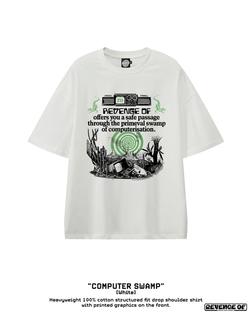Computer Swamp [White] - Essential Heavyweight Cotton T-Shirt Revenge Of