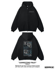 Connective Fruit [Black / Navy Blue] - Essential Fleece Zip-Through Hoodie Revenge Of