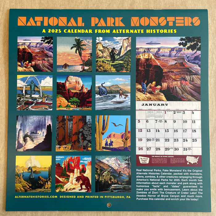 Alternate Histories 2025 National Park Monsters Calendar Alternate Histories