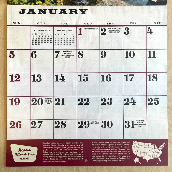 Alternate Histories 2025 National Park Monsters VOLUME TWO Calendar Alternate Histories