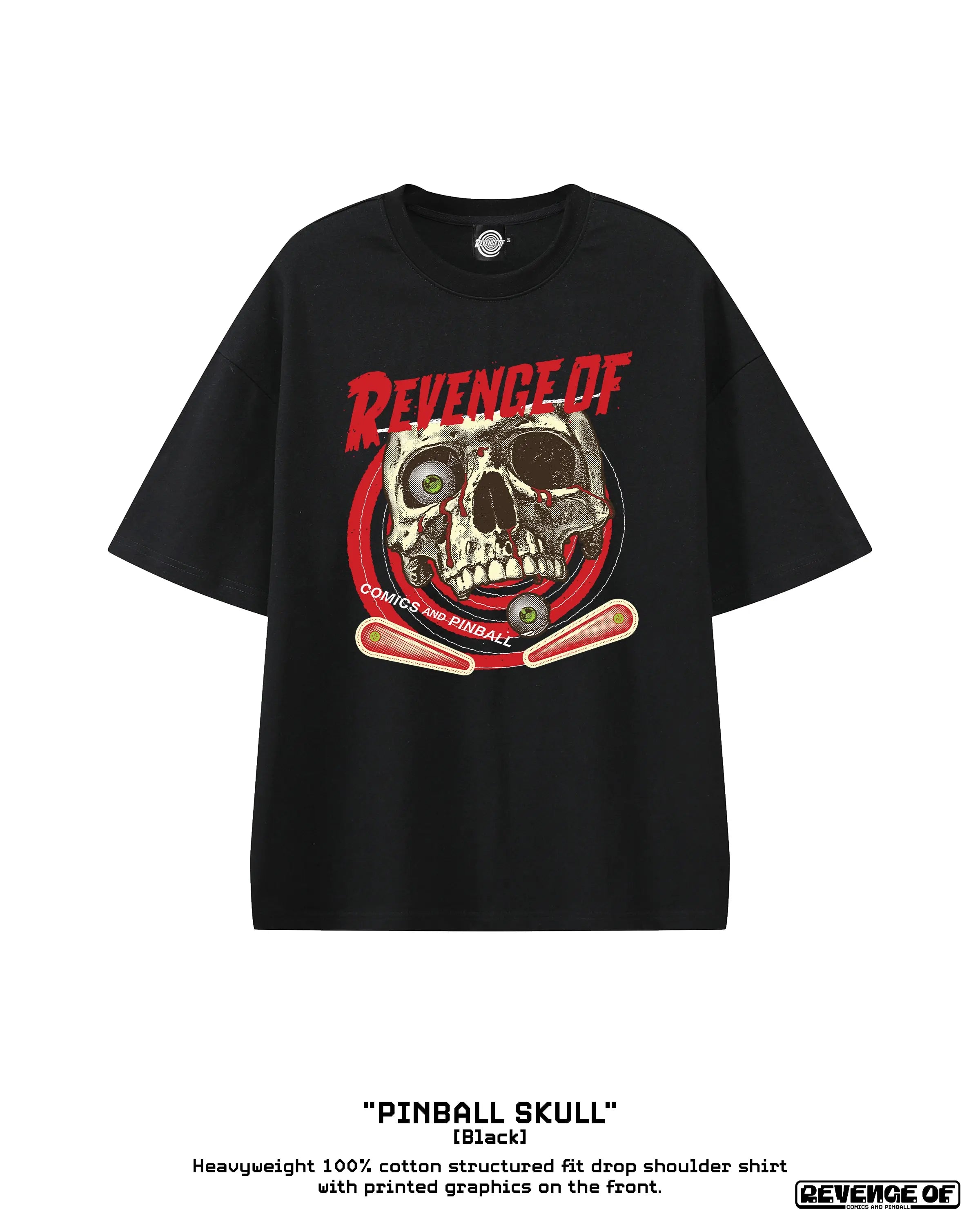 Pinball Skull - Essential Heavyweight Cotton T-Shirt - Revenge Of