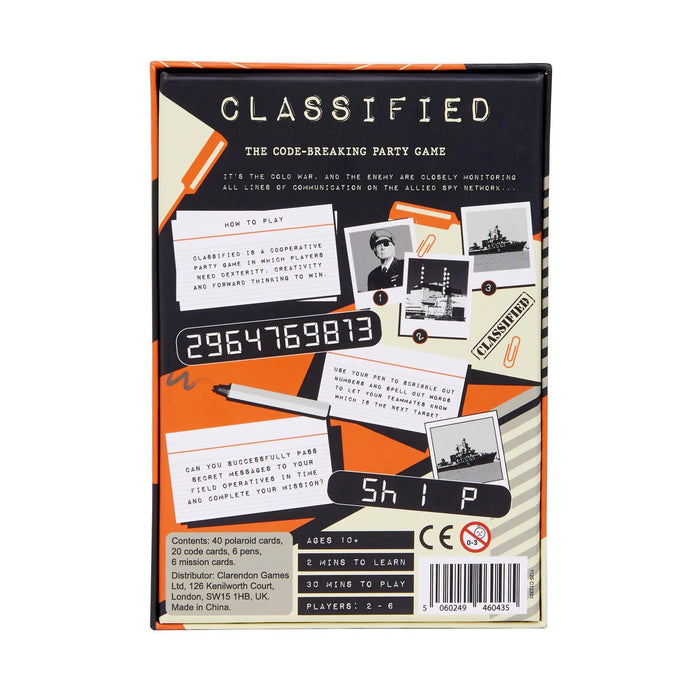 Classified Spy Team Board Game Clarendon Games USA