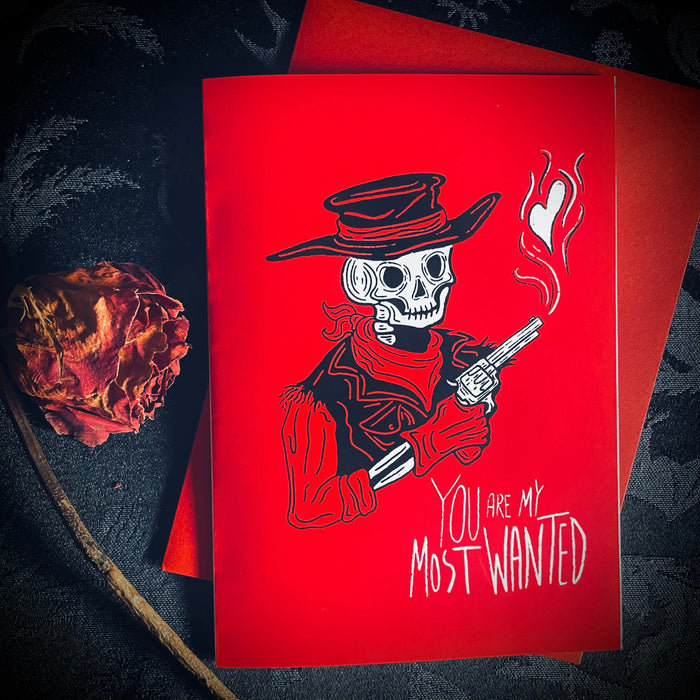 Wanted Outlaw Valentine's Day Greeting Card