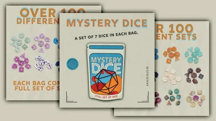 Mystery Dice - full set of 7 Polyhedral Dice 1985 Games