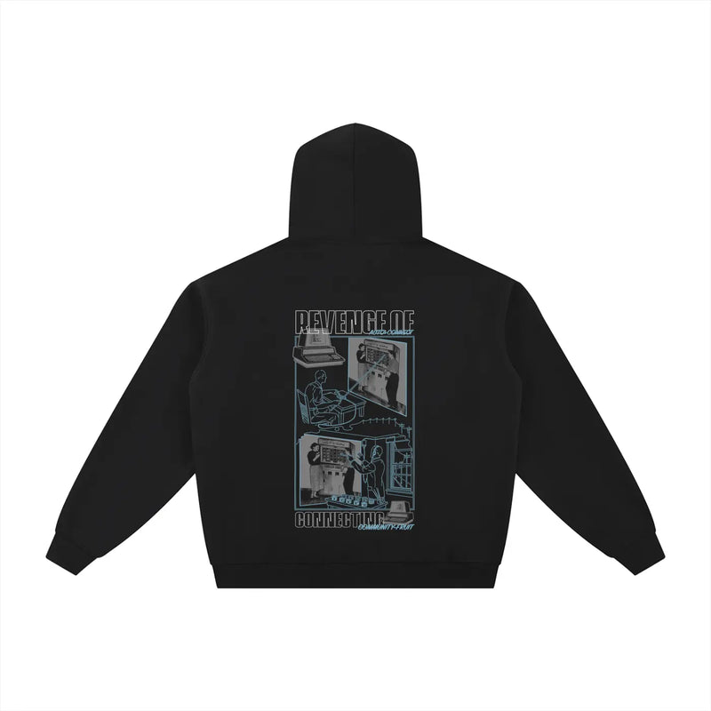 Connective Fruit [Black / Navy Blue] - Essential Fleece Zip-Through Hoodie Revenge Of