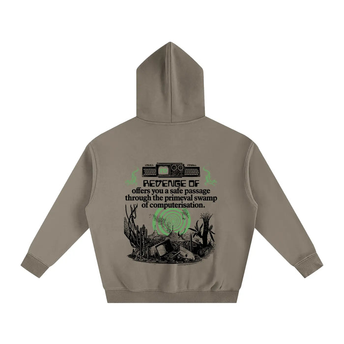 Computer Swamp [Gray Coffee] - Oversize Fleeced Hoodie Revenge Of
