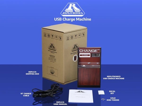 USB Charging Machine - Coin Change Machine Replica - Wood Grain