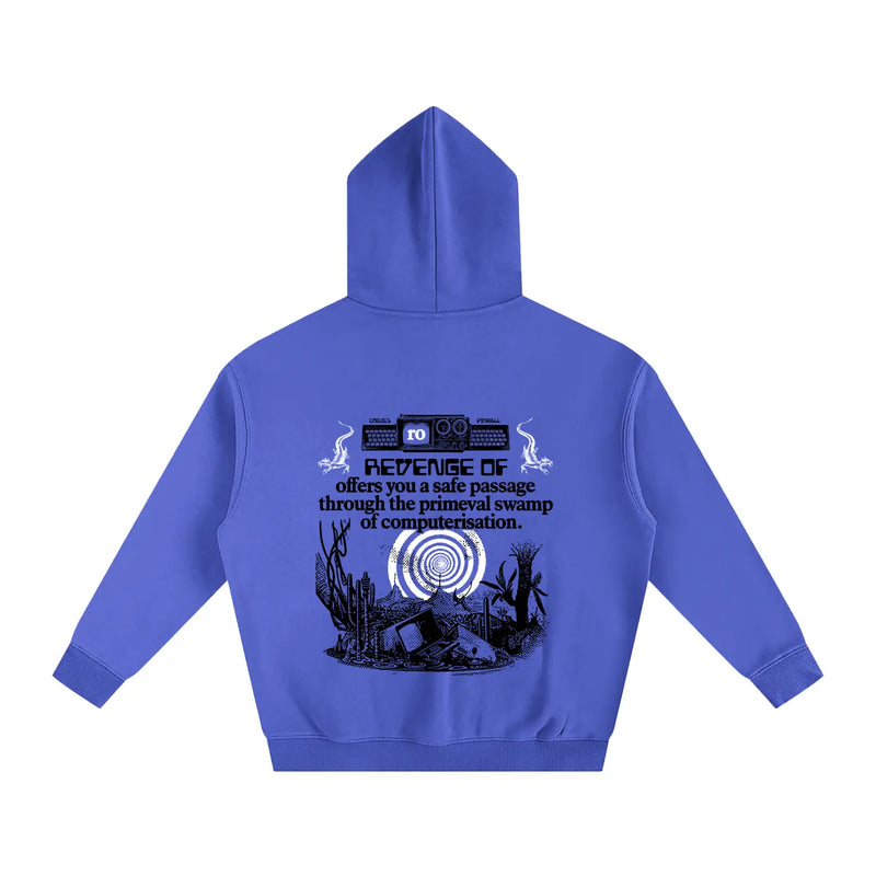 Computer Swamp [Klein Blue] - Oversize Fleeced Hoodie Revenge Of