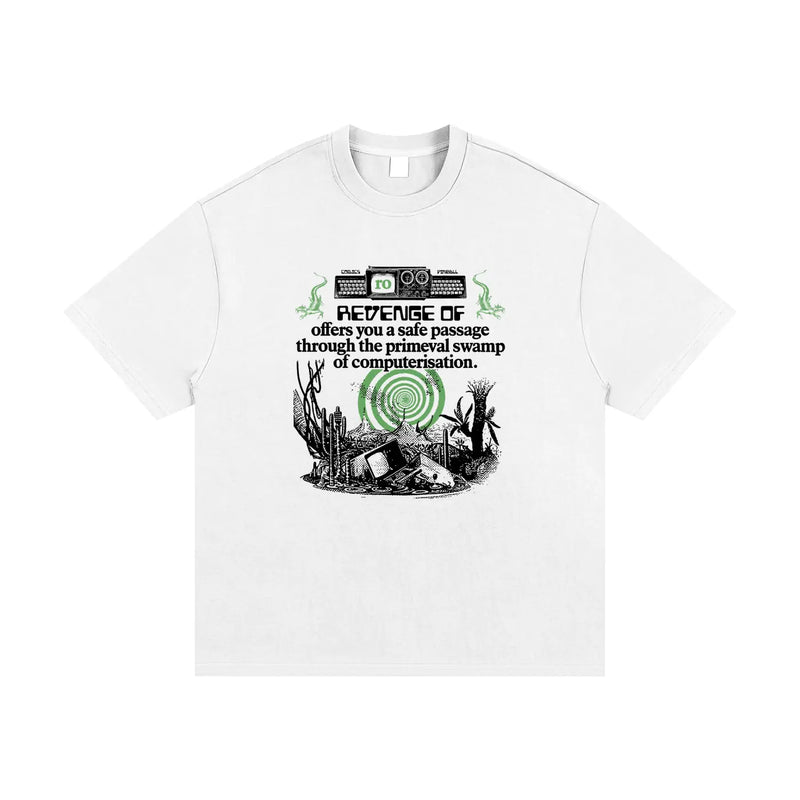 Computer Swamp [White] - Essential Heavyweight Cotton T-Shirt Revenge Of
