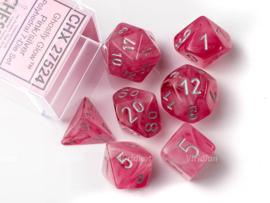 Dice Menagerie 9: Ghostly Glow Poly Pink/Silver